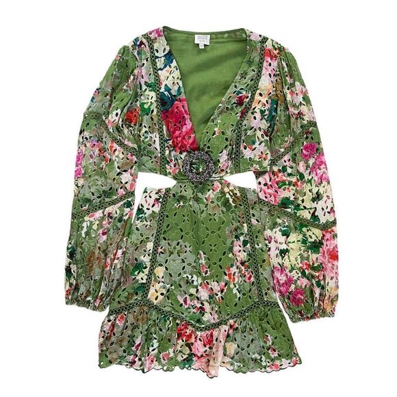 HEMANT AND NANDITA Zaria Short Dress in Military Green - Picture 2 of 13